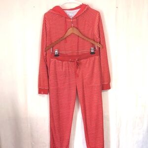 Vera Bradley Red Striped Hooded Velour Lounge Set Size Small